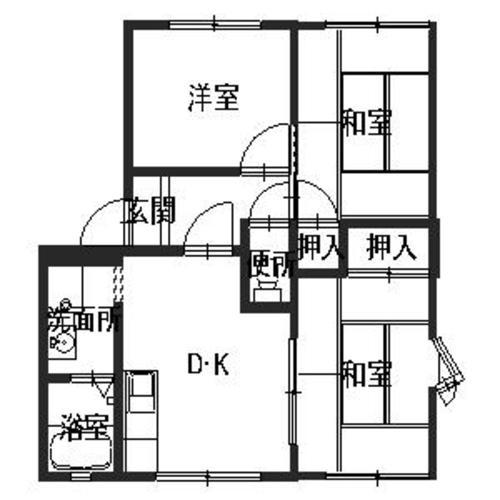 相生市向陽台のアパートの間取り