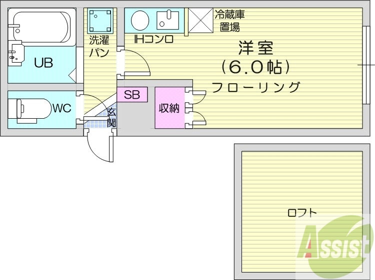 札幌市北区北三十四条西のアパートの間取り