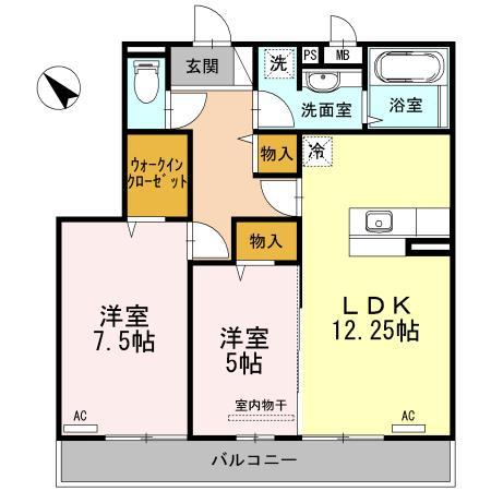 ボナール中の島　Ａの間取り