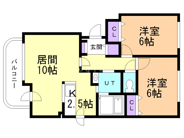 札幌市中央区南十九条西のマンションの間取り