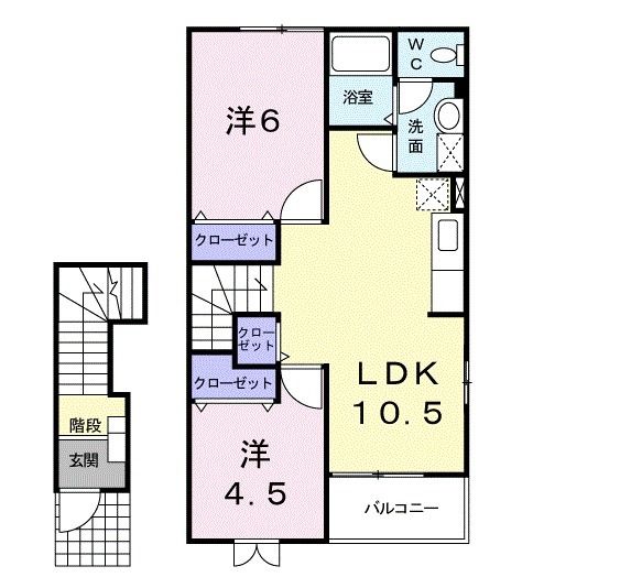 宇部市大字東岐波のアパートの間取り