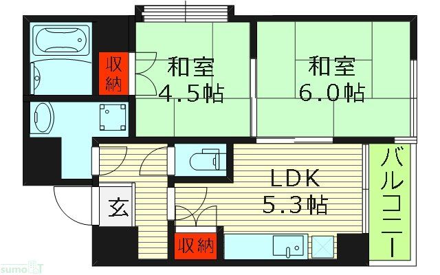 大阪市都島区都島本通のマンションの間取り