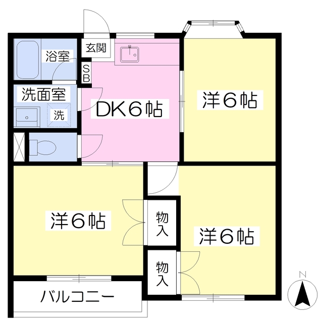 松山市北斎院町のアパートの間取り