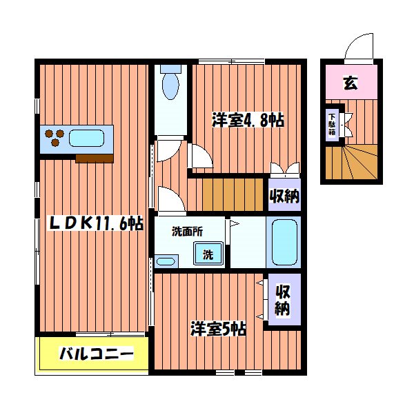 立川市高松町のアパートの間取り