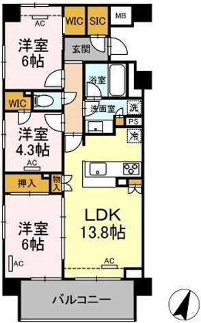 ザ・パークハウス横浜大口Ｄの間取り