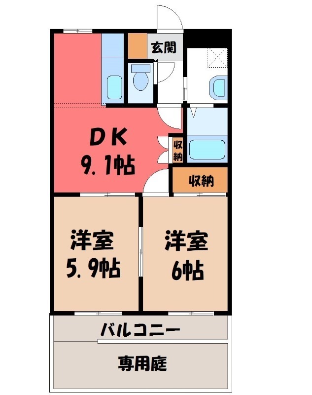 河内郡上三川町大字上三川のアパートの間取り