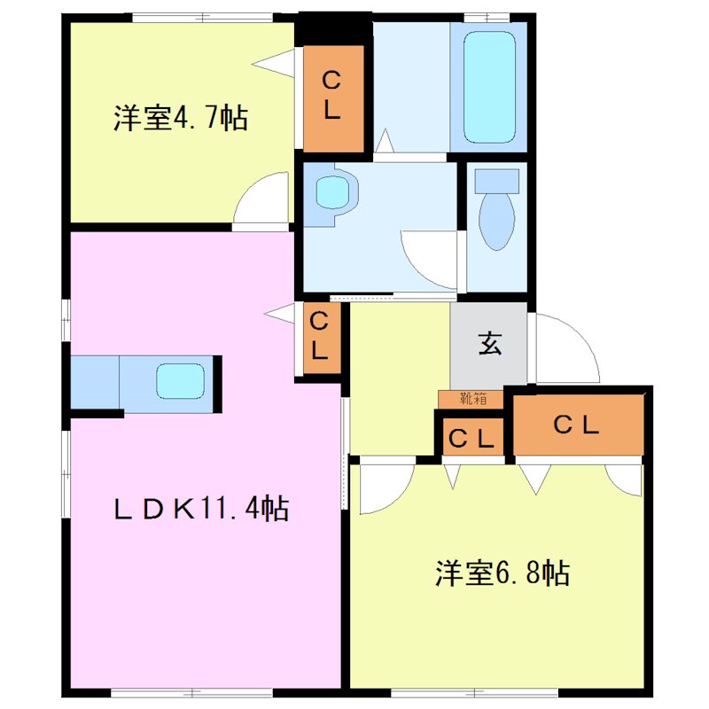 筑紫野市岡田のアパートの間取り