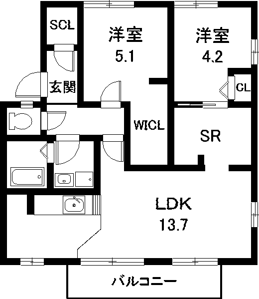 サンモール喜惣治Ｃ棟の間取り