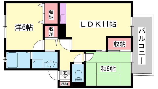 姫路市飾磨区高町のアパートの間取り