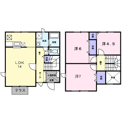 長野市豊野町蟹沢のアパートの間取り