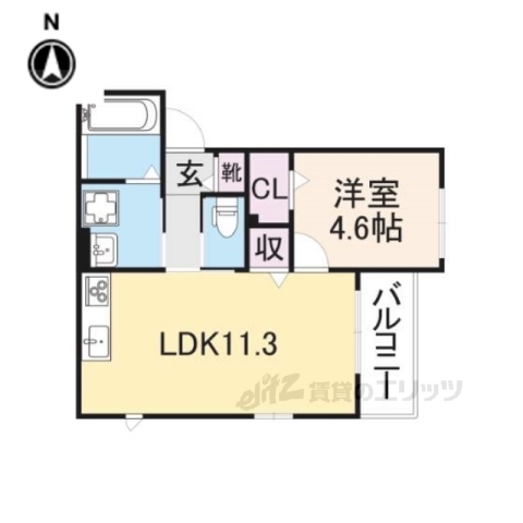 枚方市楠葉中町のアパートの間取り