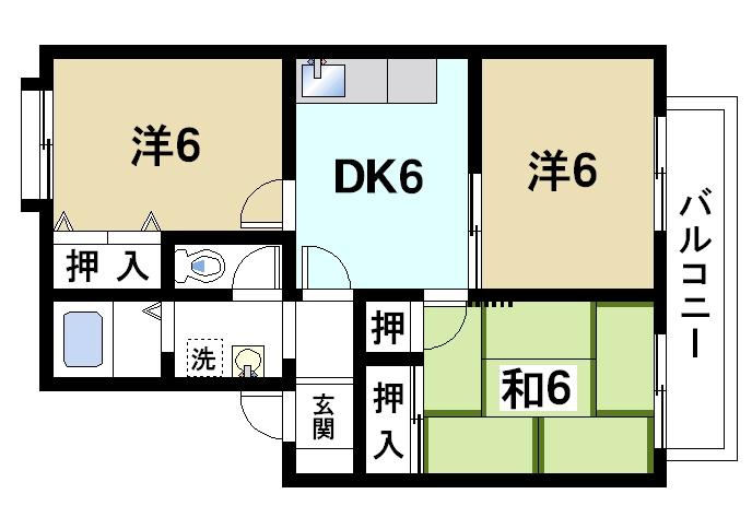 奈良市杏町のアパートの間取り