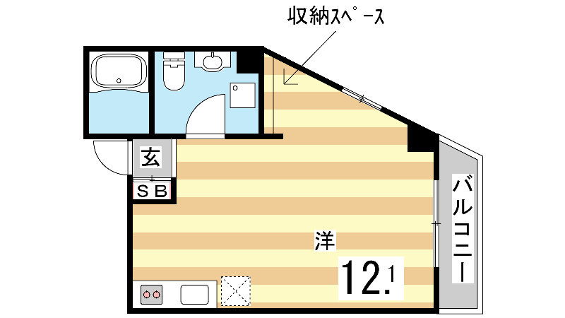 神戸市灘区水道筋のマンションの間取り