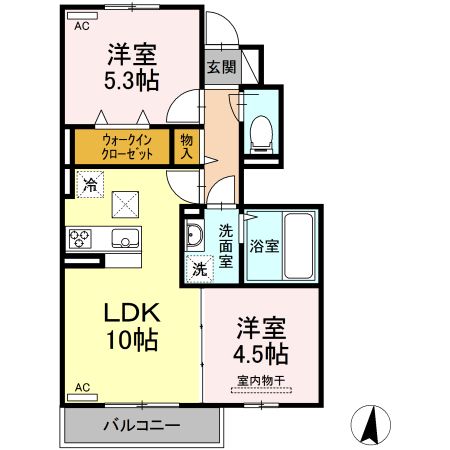 松山市桑原のアパートの間取り