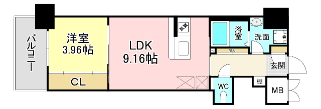 北九州市門司区高田のマンションの間取り