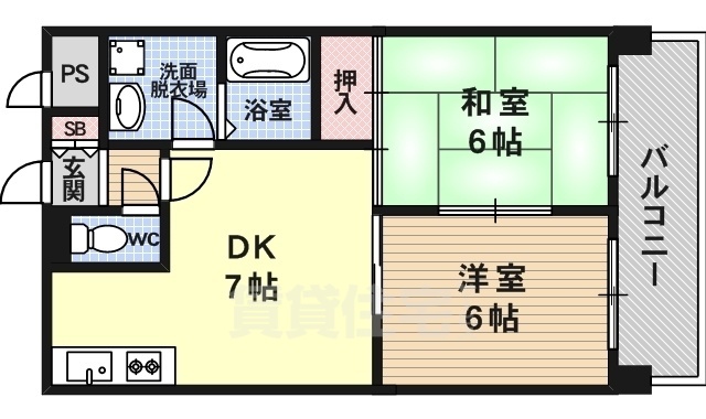 京都市南区上鳥羽西浦町のマンションの間取り