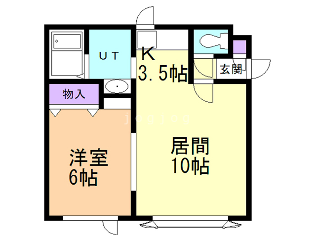 【苫小牧市拓勇東町のアパートの間取り】