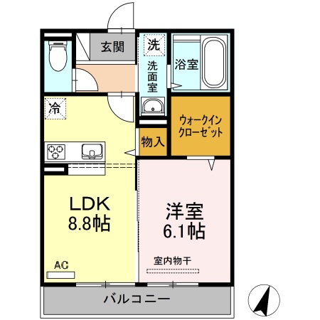 岡山市北区御津野々口のアパートの間取り