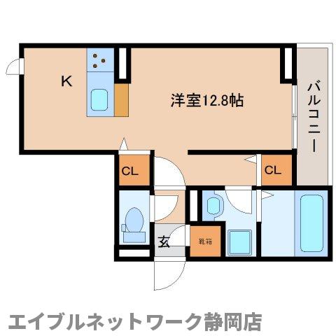 静岡市葵区東鷹匠町のアパートの間取り