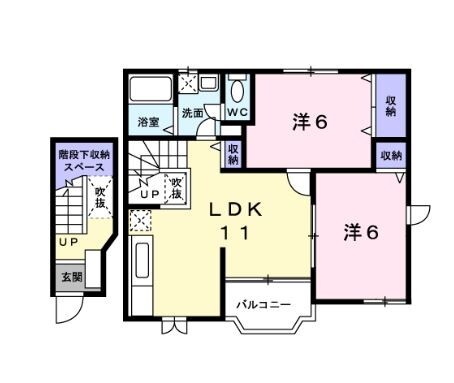 岡山市東区金岡西町のアパートの間取り