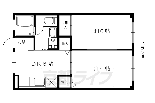 京都市伏見区石田大山町のアパートの間取り