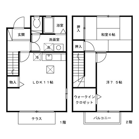 ひたちなか市高場のアパートの間取り