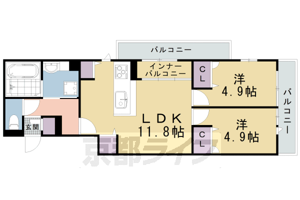 【京都市左京区下鴨下川原町のアパートの間取り】