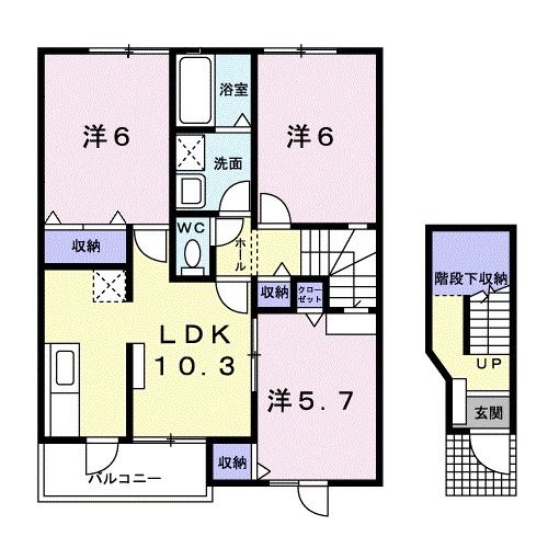 亘理郡亘理町字下茨田のアパートの間取り