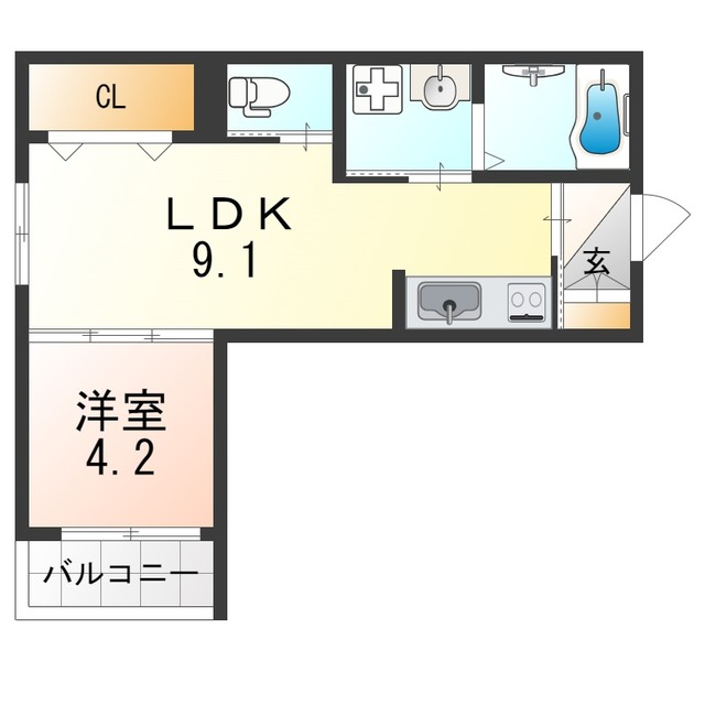 泉佐野市高松北のアパートの間取り