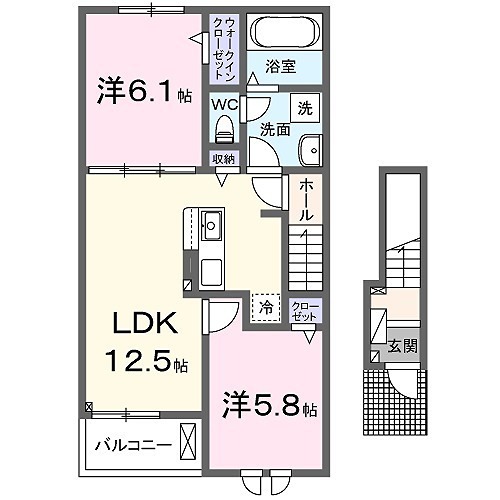 加古川市加古川町友沢のアパートの間取り