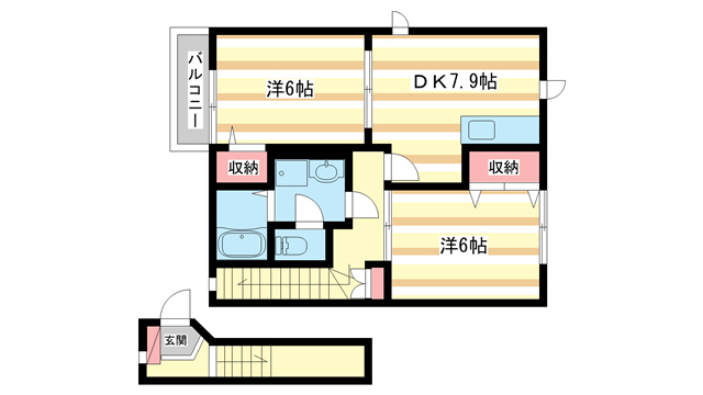 奈良市宝来のアパートの間取り