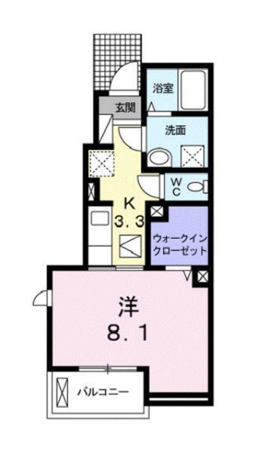 松山市北斎院町のアパートの間取り