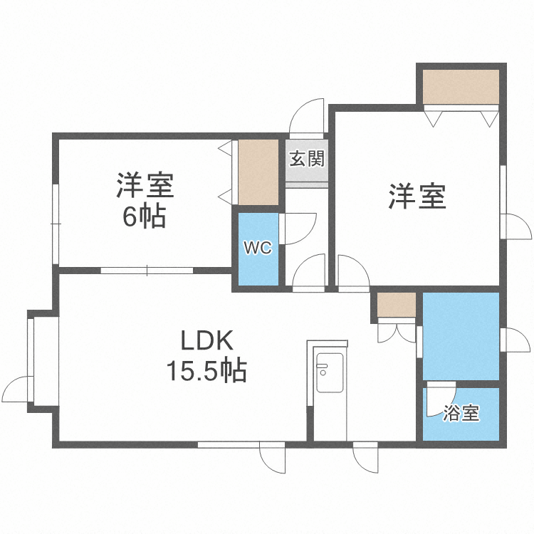 北広島市美沢のアパートの間取り