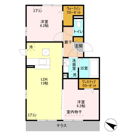 川越市藤倉のアパートの間取り