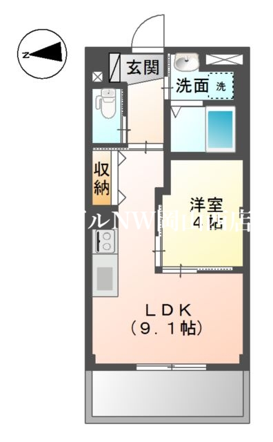 岡山市北区天瀬南町のマンションの間取り