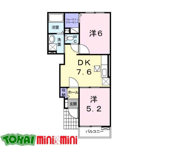 松阪市小片野町のアパートの間取り