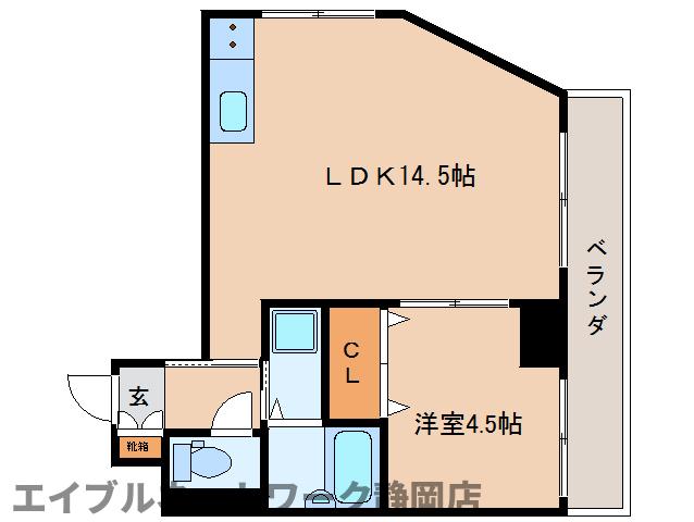 静岡市葵区研屋町のマンションの間取り