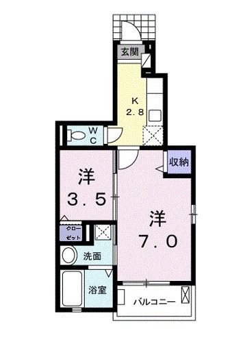 東松島市赤井のアパートの間取り