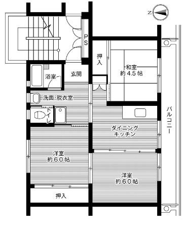 ビレッジハウス玉穂　2号棟の間取り