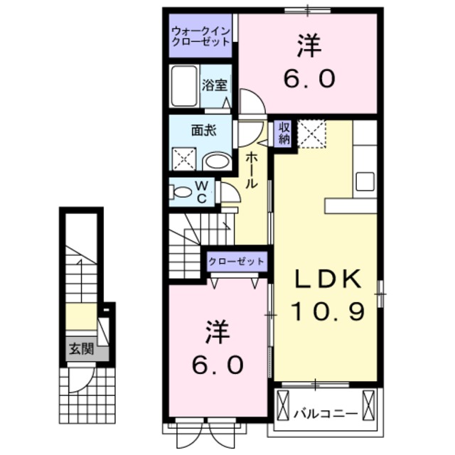 貝塚市半田のアパートの間取り