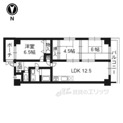 京都市左京区修学院沖殿町のマンションの間取り