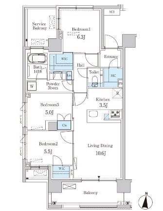 大田区東矢口のマンションの間取り