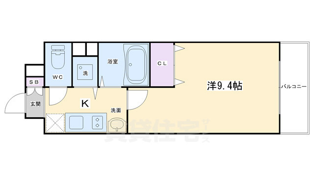 京都市左京区田中上玄京町のマンションの間取り