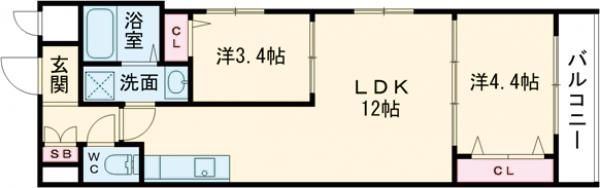 堺市北区中百舌鳥町のアパートの間取り