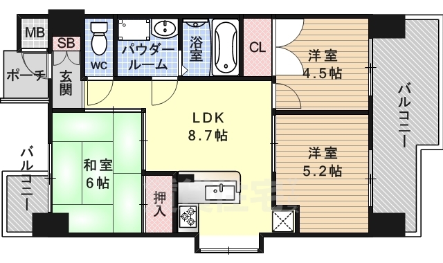 ミドレスト唐橋の間取り