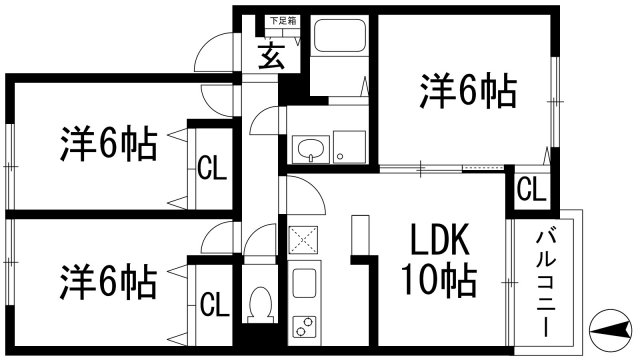 川西市東多田のアパートの間取り