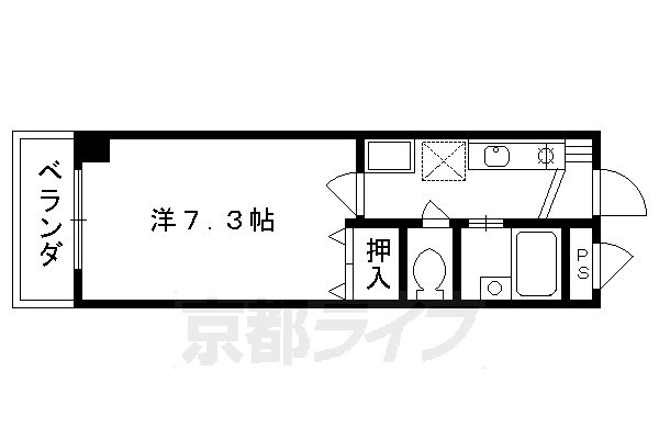 京都市東山区今熊野阿弥陀ケ峯町のマンションの間取り