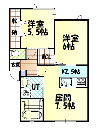 旭川市豊岡十三条のアパートの間取り