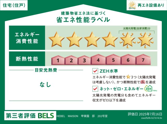 省エネ性能ラベル　ＢＥＬＳマーク　居室