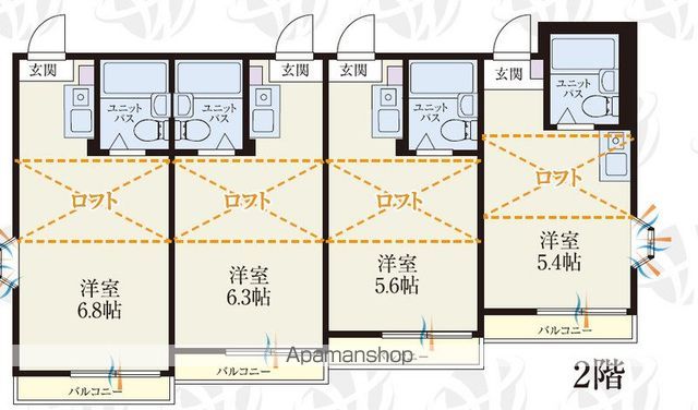 ＪＲ常磐線 松戸駅 徒歩10分 2階建 築40年の間取り写真
